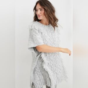NWT Aerie Fringe Braided Cable Knit Pullover